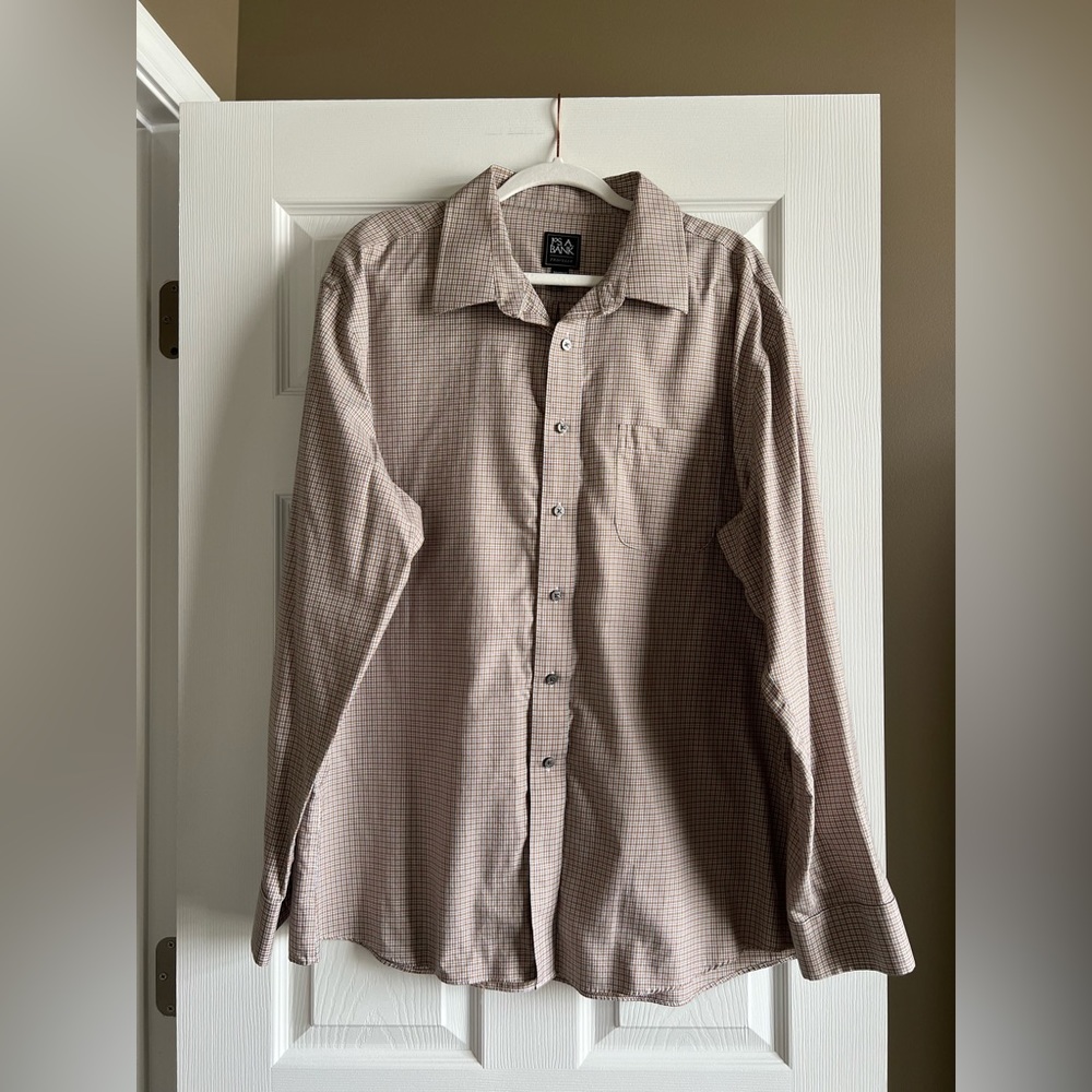 Joseph A Bank Traveler Shirt Tan and Black Plaid XXL tailored